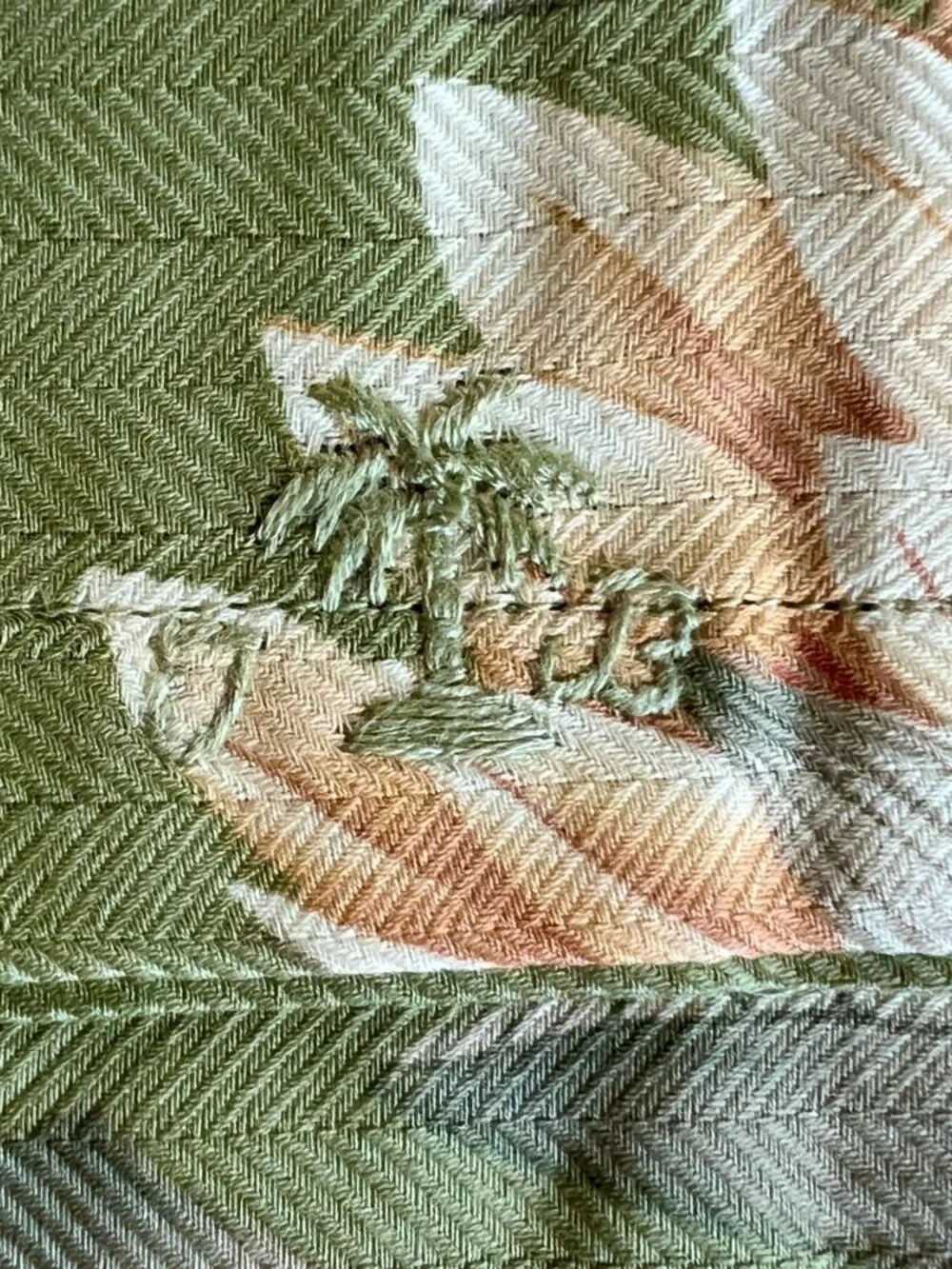 Vtg Tommy Bahama Palm Concerto Egyptian Cotton Boudoir Sham Italy Green Peach